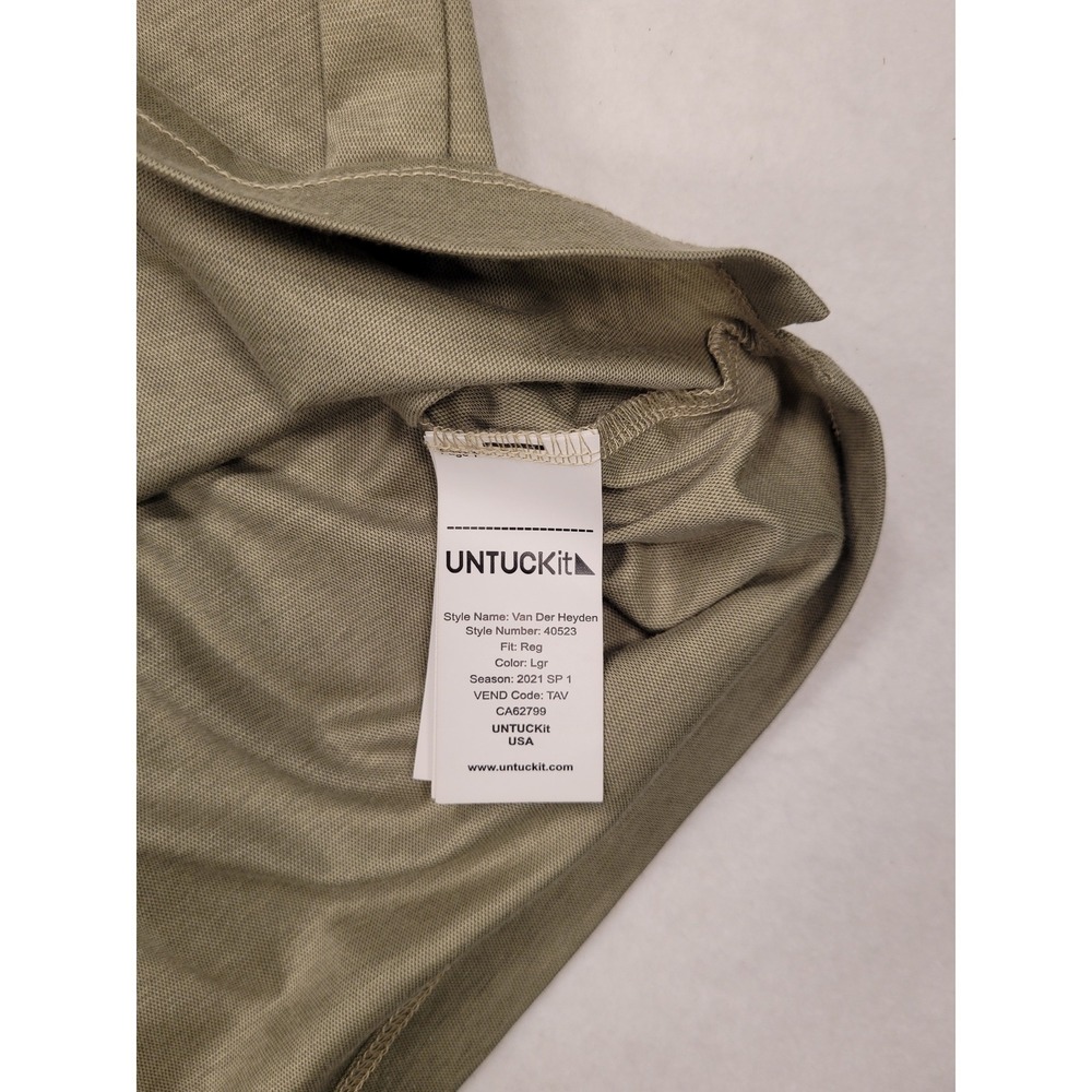 UNTUCKit Van Der Heyden Mens XL Polo Shirt Light Green Cotton Tennis Pickleball - Picture 7 of 10